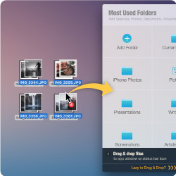 Drag and drop files on app window and then move or copy