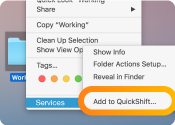 QuickShift is also part of Mac Services Menu