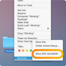 Move files to QuickShift using Mac Services Menu