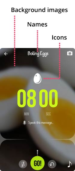 Personalise multiple timers by setting background images, icons, names